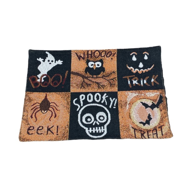 Halloween Placemats 18" x 12" Set of 4 Tapestry Dinner Set Spooky Spider Owl Bat - Picture 3 of 12